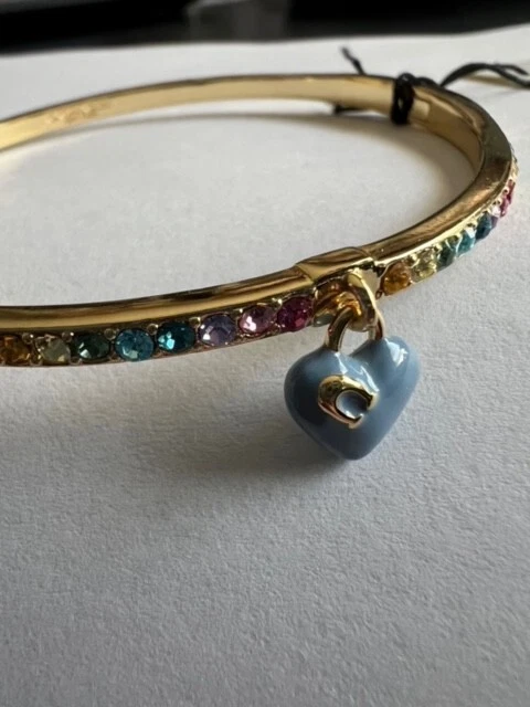 Brazalete Vday Coach Arco Iris Cristal Azul Esmalte Corazón Dije Bisagras $125 Foto 3 de 4