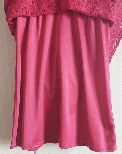 M&Co Dark Red Sparkly Dress Size 8 Petite, Lace Style, Lined, V-Neck, VGC - Picture 3 of 10