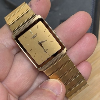 NOS Neo Vintage Seiko Lassale Tank 7750-507H Gold Tone Quartz Mens