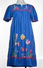 Go Softly Patio Petites Colorful Embellished Sea Fish House Dress Blue Sz PP