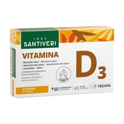 Santiveri Vitamina D3 2000 Ui Integratore Vegetale 60 Compresse - Immagine 3
