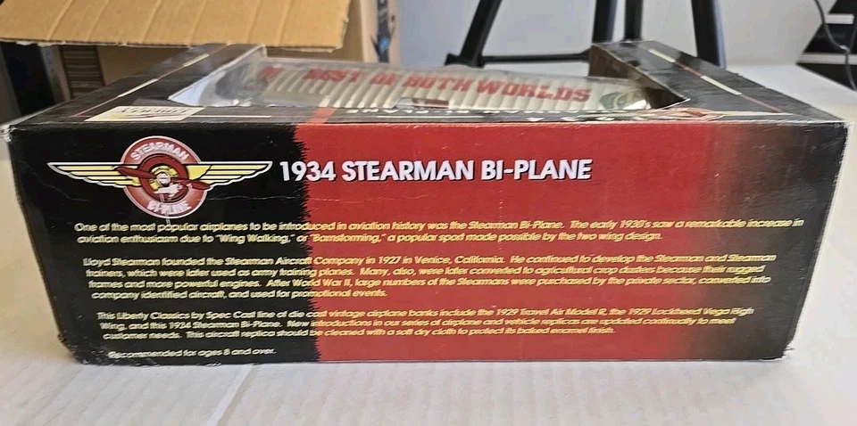 Liberty Spec Cast Case Stearman Bi-Plane Bank 1/34 diecast airplane replica NIB - Image 4 of 4