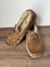 UGG Women's 10 Dakota Lace up Moccasin Slippers Faux Fur Light Brown