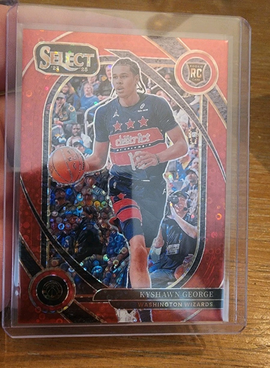 2024-25 Panini Select - Kyshawn George Courtside Red Disco Prizm /49 Wizards RC