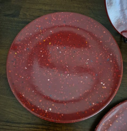 Zak Designs Red Confetti Melamine 9" Desert, Salad, Snack plates EXCDN Set Of 4 - Picture 2 of 4