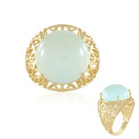 Aqua-Chalcedon Ring Aus Vergoldetem Silber