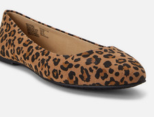 Time And Tru Women's Ballet Flats Size 9.5W Almond Toe Leopard Print Faux Suede