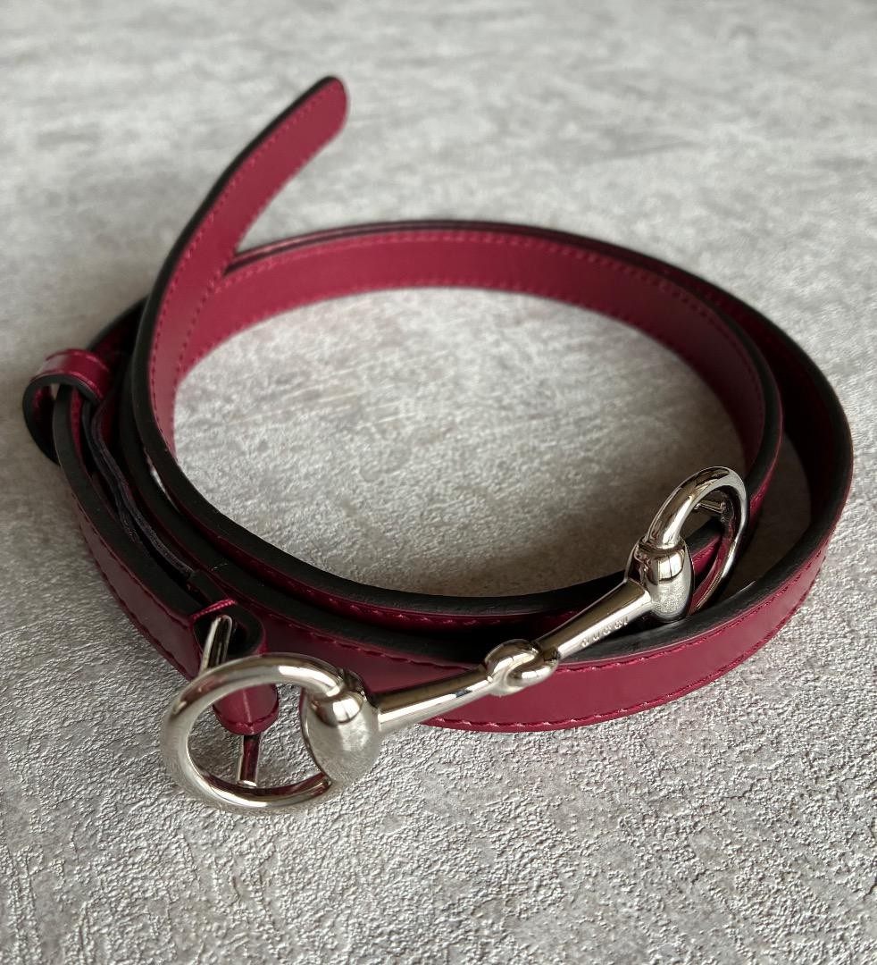 GUCCI Burgundy Silver Bit Narrow Leather Belt for Women
