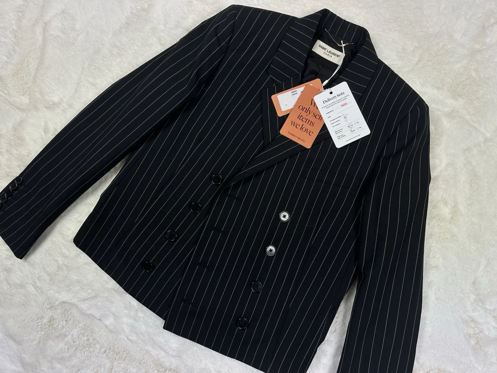 Saint Laurent — WSS2014 Saint Laurent Paris double breasted striped blazer jacket