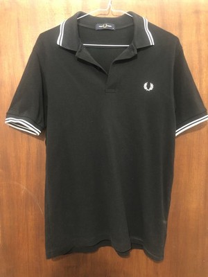 FRED PERRY SHIRT SIZE M M3600 BLACK WHITE TWIN TIP ORIGINAL TAGS VGC RRP £80 R