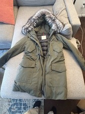Moncler Women Olive Green Down Long Parka Coa...