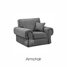 Oxford Grey Fabric Sofa Set 3 Seater 2 Seater Armchair Footstool High Back