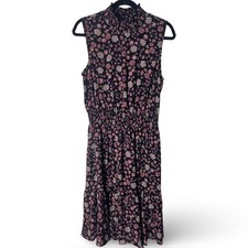 Nanette Lepore Sleeveless Floral Mock Neck Dress Black Pink – Sz. 10