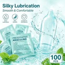 100PC Latex Condoms Bulk Pack Ultra Thin Extended Pleasure Extra Sex Delay Time