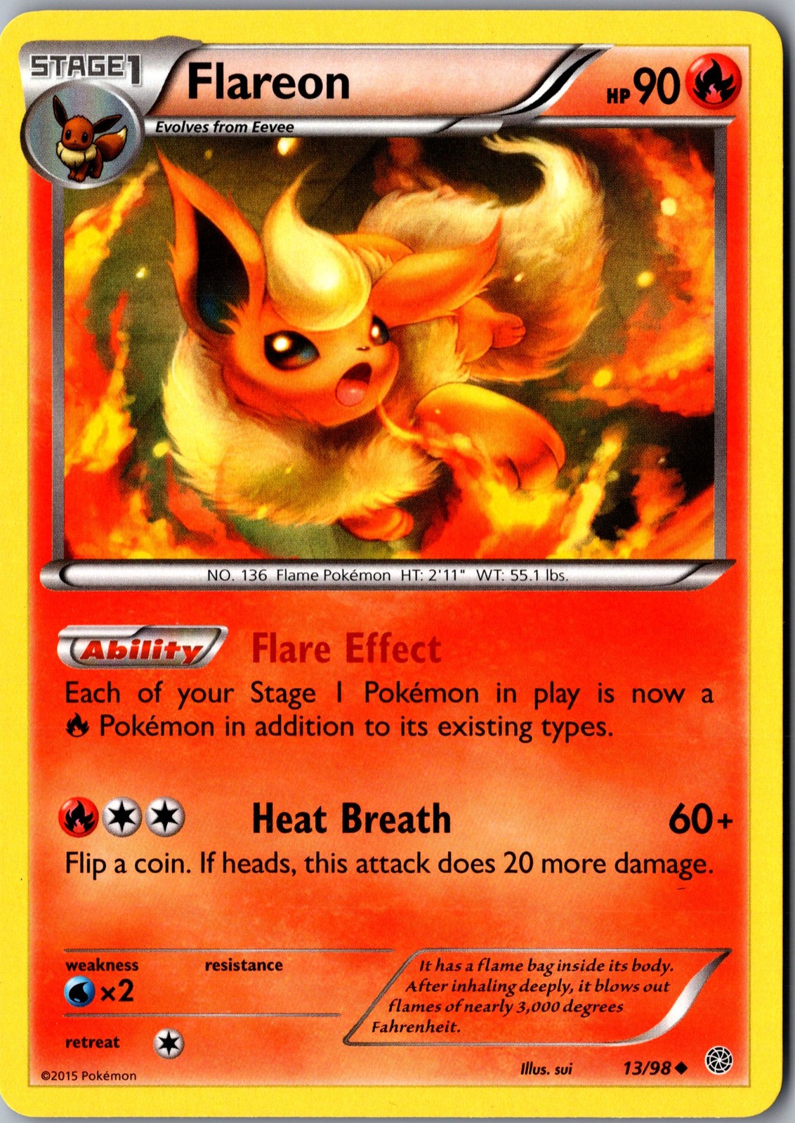 Flareon 13/98 Uncommon XY - Ancient Origins LP Pokemon Card