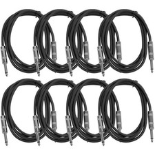 SEISMIC AUDIO New 8 PACK Black 1/4" TS 6' Patch Cables - Guitar - Instrument