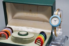 BATTERIA NUOVA *Quasi MINT/SCATOLA* GUCCI Cambio Lunetta 11/12 Oro 12 Colori Orologio