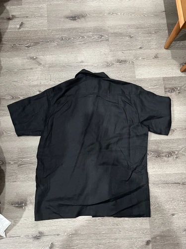 Chemise boutonnée en lin manches courtes à panneaux résilles Supreme noir homme taille L