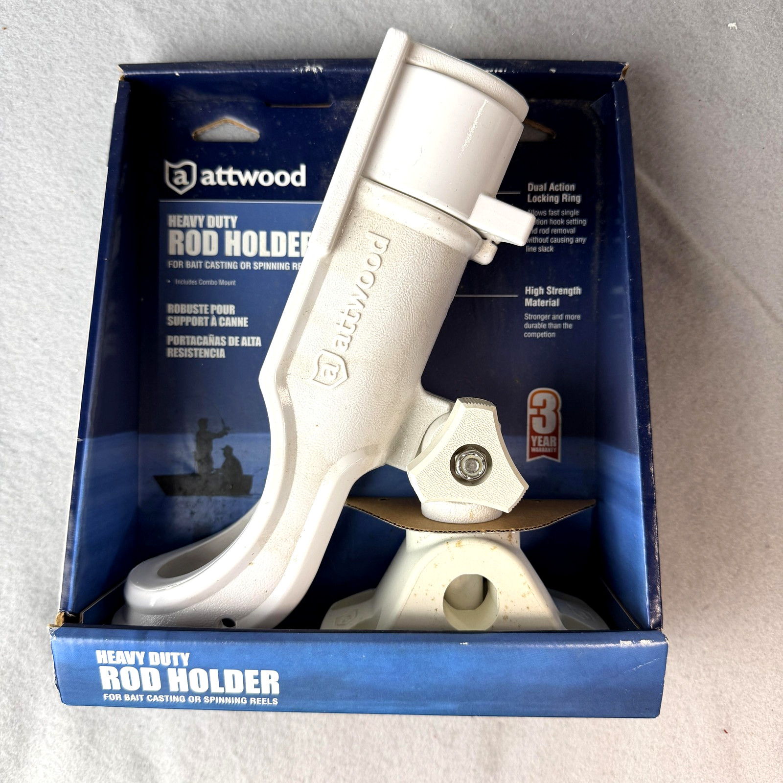 Attwood Heavy Duty Rod Holder 5009W4 Combo Mount White Baitc