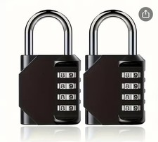 2Pcs Small Combination Locker 4 Digit Padlock for Locker Black Gym Travel