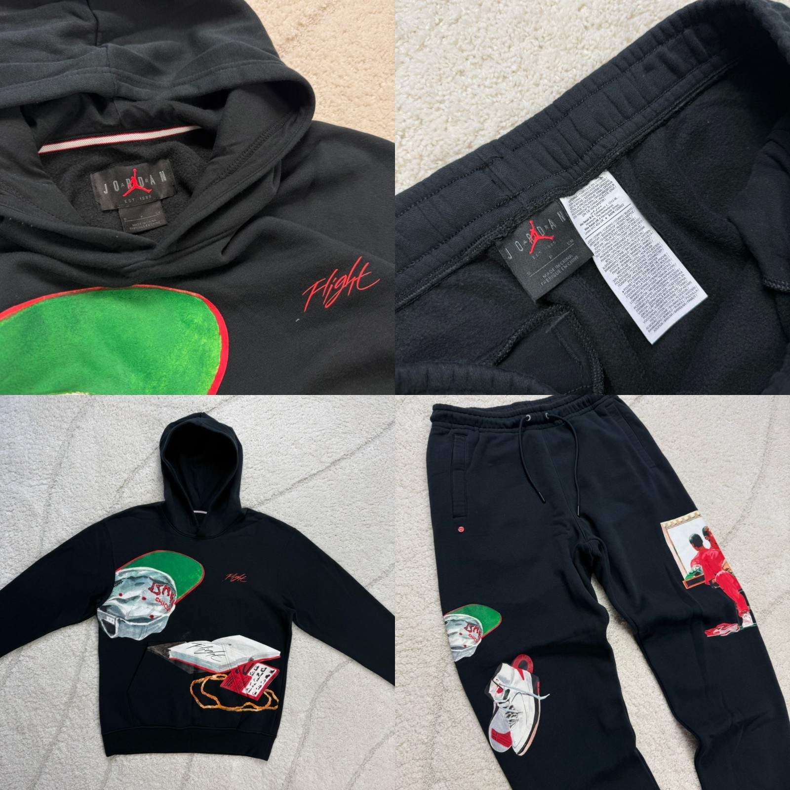 VTG Jordan Jacob Rochester Black Sz S Hoodie & Sweatpants Joggers Set Tracksuit image 8