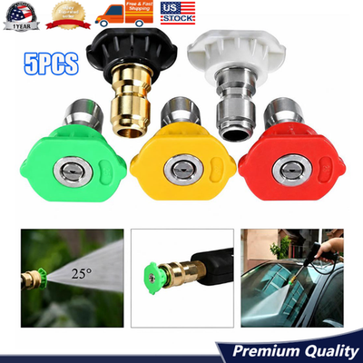 #ad 5Pcs Pressure Washer Spray Tips Nozzles High Power Kit Quick Connect 1 4quot; SET $4.39