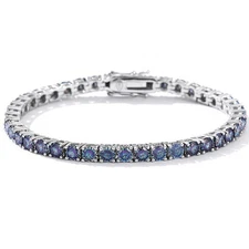 3MM Colorful Blue Moissanite Tennis Chain Bracelet 925 Sterling Silver Gift