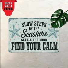 Vintage Beach Walk Decor Sign Metal Tin Sign Coastal Ocean Wall Decor