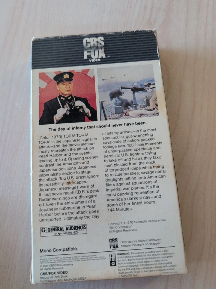 Tora! Tora! Tora! VHS Movie Hi-Fi Stereo - 1984 CBS FOX Edition - Ex Rental - Image 2 of 4