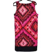 AB Studio Pink Red Black Sheath Dress Sleeveless Tie Dye Paisley Womens Plus 16