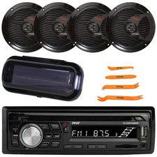 Pyle PLCDBT95 Single DIN Bluetooth Receiver W/Black Cover, 4x 6.5" 150W Speakers
