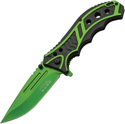 #ad Rite Edge Caution A O Folding Knife Steel Blade Green Aluminium Handle 300585 GN $15.68