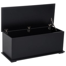 HOMCOM 113L Storage Chest Blanket Box Flip-Top Lid Safety Hinges