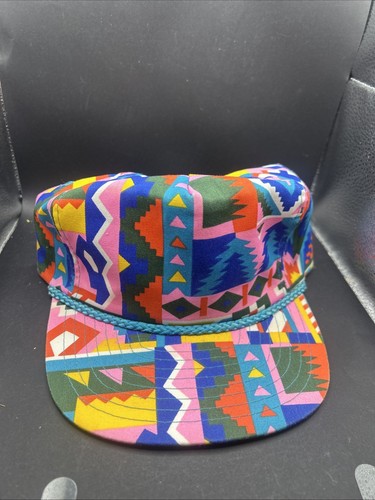 VTG 90s Nissin COLORFUL Abstract Snapback Hat Cap Rap Hip Hop Fresh ...