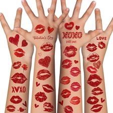 Cupid Costume Women - 120 Pack Kiss Tattoos Temporary - Lip Tattoo Valentines
