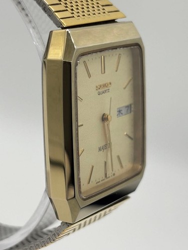 Seiko Majesta Quartz 9063-5020 Armbanduhr Herren Gold Zifferblatt Original Gürtel - Bild 3 von 10