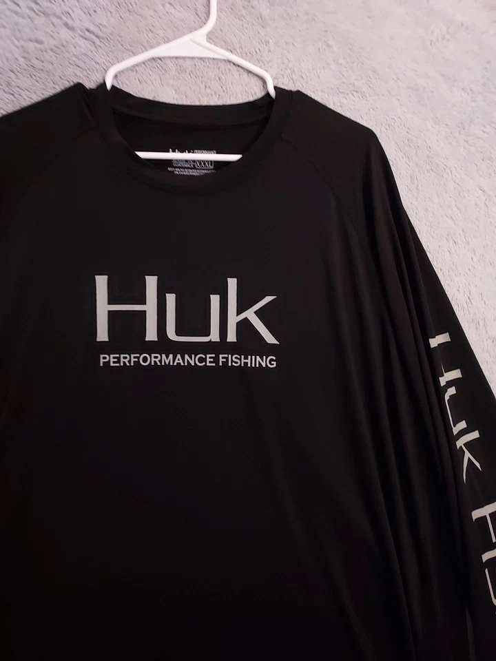 Huk Shirt Mens 3XL Performance Fishing Spellout Logo Black Fishing Jersey Black - Image 4 of 4