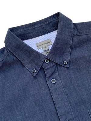 Men Bruun & Stengade Shirt Navy Cotton 38 / M / 46