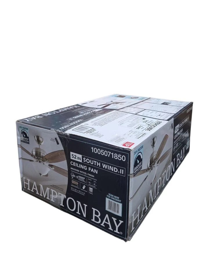 Hampton Bay Southwind II 52" LED Ceiling Fan Brushed Nickel Remote Reversible - Image 2 of 4