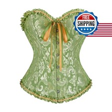 frawirshau Women's Overbust Costume Corset Renaissance Victorian Green 6XL