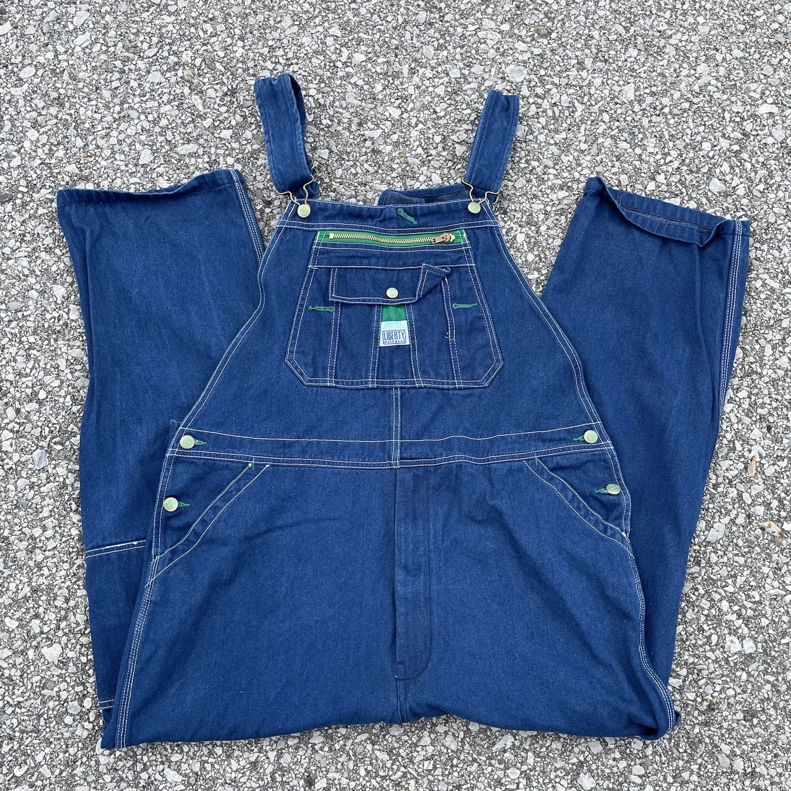Liberty Overalls Mens 42x30 (27) Blue Denim Jean Bib Coveralls Farm Workwear