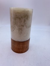 Zodax For ColdWater Creek  Copper Hammered Pillar Candle Holder & White Candle