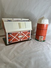 Vintage Fisher-Price Barn And Silo Some Sun Damage One Fixed Crack Moo Works