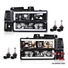 LED Headlight Assembly Compatible Clear Lens Black Housing Clear Reflector