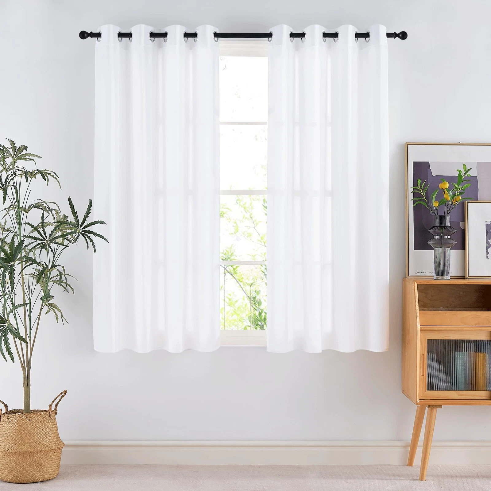 Nicetown Non-See-Through Privacy Sheer Curtains 72 Inches Long Pure White 2