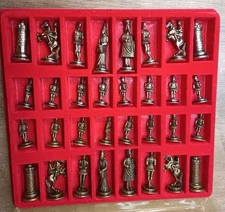 Rare ITALFAMA 72-m Camelot Solid Heavy Metal Pieces Made In Italy Chess Set Only