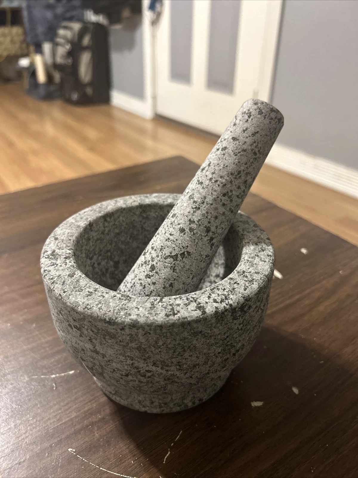 Mortar and Pestle Set - 5” Inch Granite Molcajete Bowl Stone Grinder
