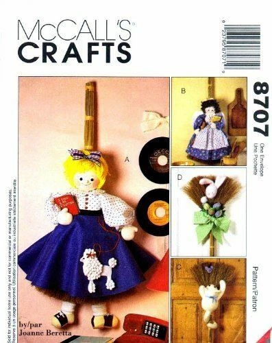 McCalls Sewing Pattern 8707 Crafts Broom Dolls Wall D·cor Easter - Picture 1 of 1