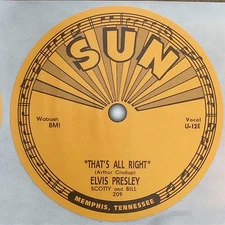 Elvis Presley. Record Label vinyl sticker. That's All Right. Sun Records Memphis