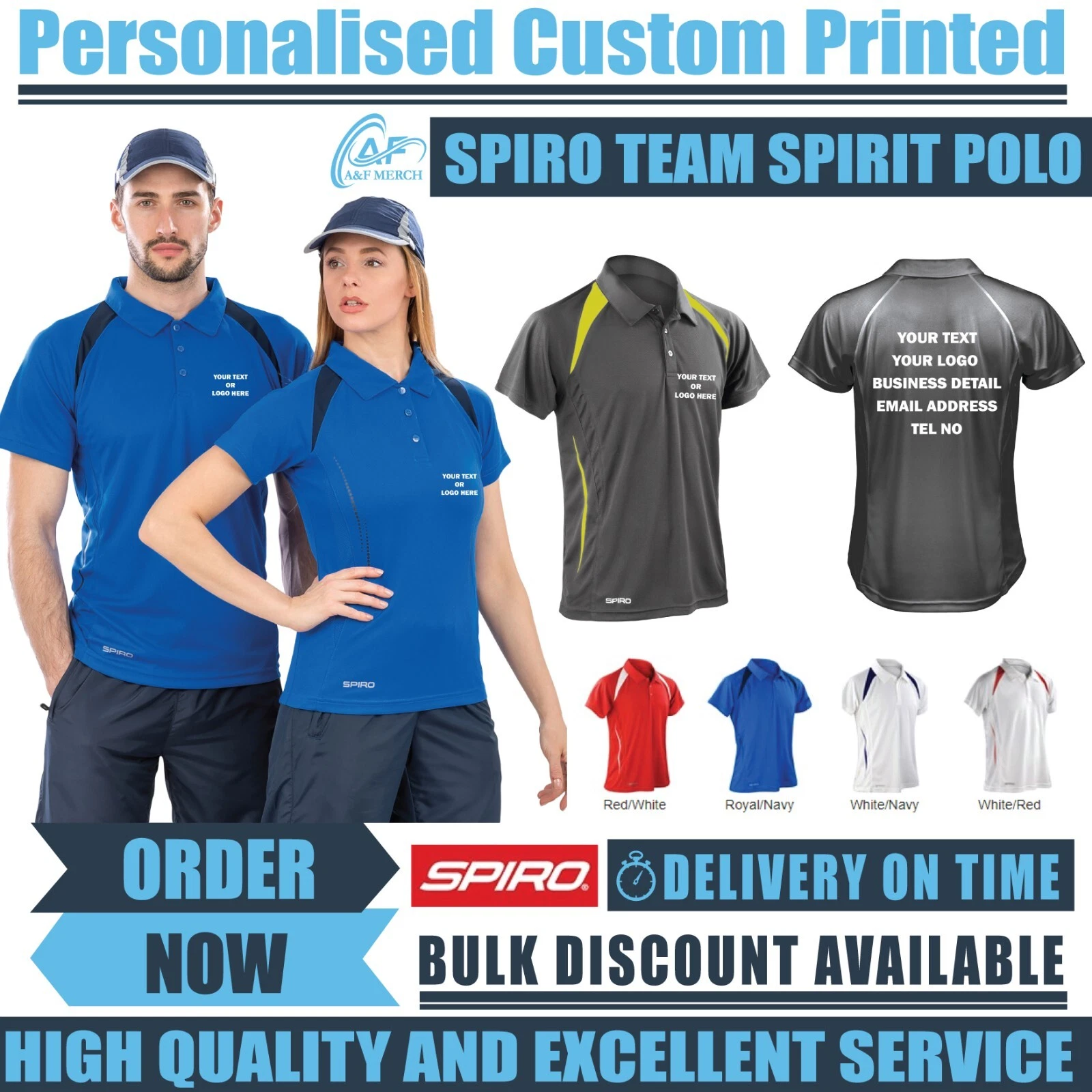 Personalised Custom Spiro Team Spirit Polo T-shirt Lightweight Sports S177M
Opens in a new window or
